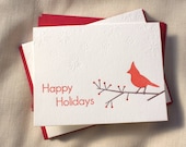 50% OFF SALE - Letterpress Cardinal Card - Set of 6