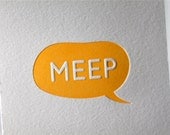 25% OFF SALE Letterpress Note Card Greetings Birthday Hello Bubble Meep - Set of 6