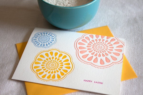 50% OFF SALE - Letterpress Easter Card - Set of 6