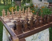 Handmade Carved Chess Set etsy  The Leaf and String Chess Set
