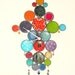 Wall glass clock with moroccan symbol and flower
