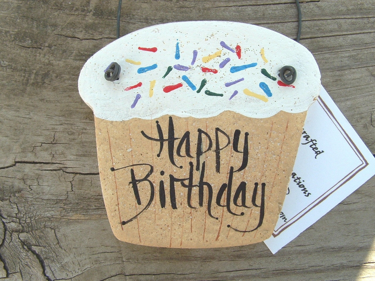 Cupcake Ornament / Birthday Package Tie / Salt Dough Ornament