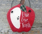 Teachers Gift Apple Salt Dough Ornament Thank You Appreciation Gift