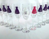 1 Bride and Bridesmaids champagne glasses, Personalized wedding flutes, Maid of honor gift