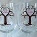 Wedding tree toasting glasses, valentines day heart tree with initials wine glasses, woodland wedding, brown and pink