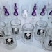 Bridesmaids champagne flutes, Personalized set of 6 monogram wedding glasses in black and white motif, bridesmaid gift ideas