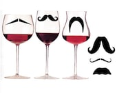 Fake Mustache Party - Mustache wine charms - set of 6  - Fun Party Favors Geekery Decal 110G