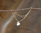 heart charm bracelet - sterling silver heart charm bracelet - gold filled bar chain - delicate jewelry