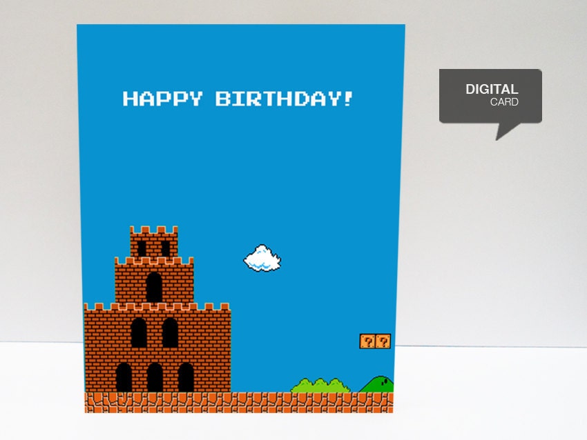 Super Mario 1 Happy Birthday Printable Card (digital file)