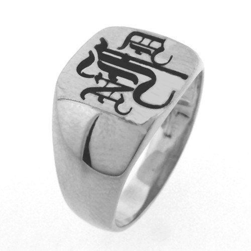 Monogram Signet  Ring Sterling Silver  Personalized