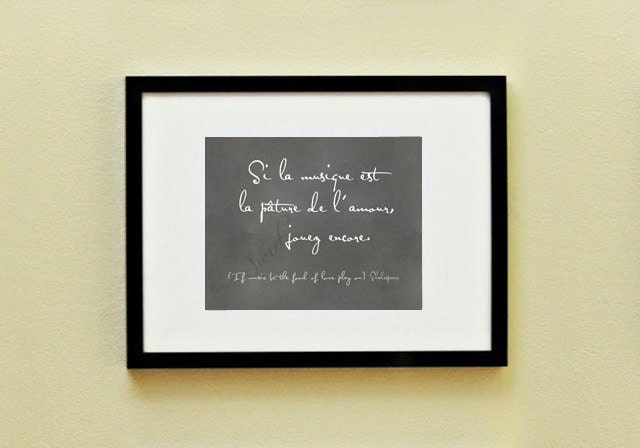 If music be the food of love play on, Shakespeare 8x10 print (chalkboard shown)