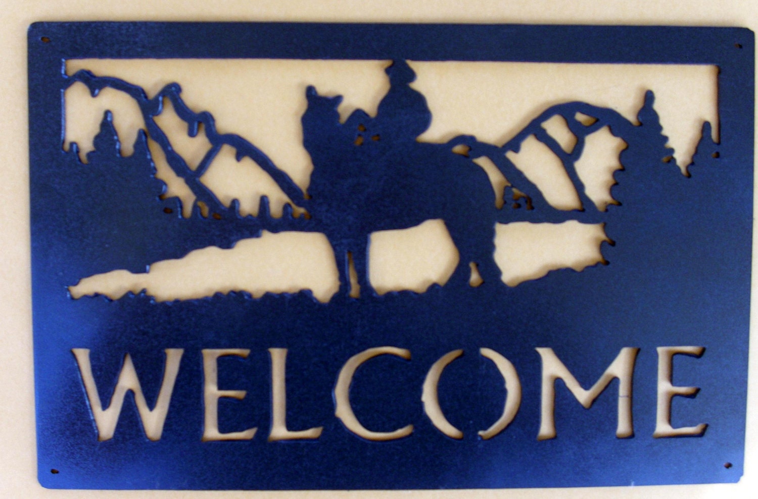 Cowboy,Welcome Sign,Western,Metal Art,Horse,Ranch,Gift,Lodge,Cabin,Outdoorsy