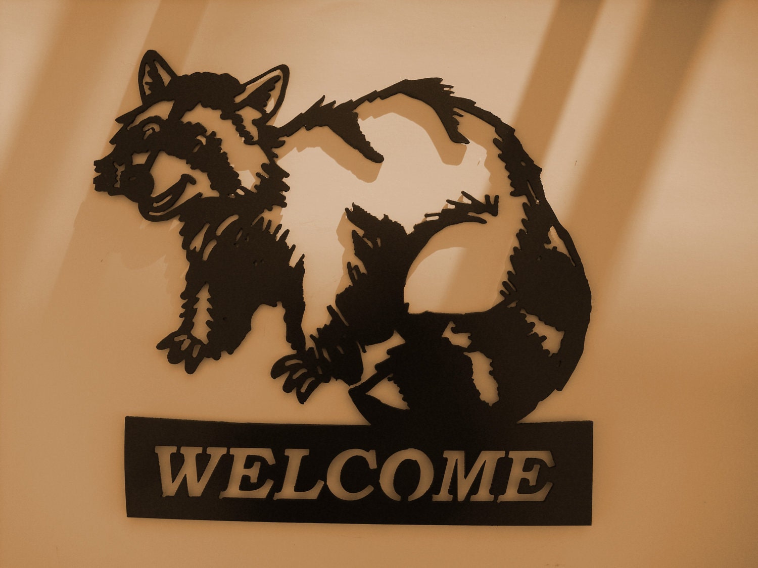 Raccoon,Metal Art,Welcome Sign, Home, Office, Lodge