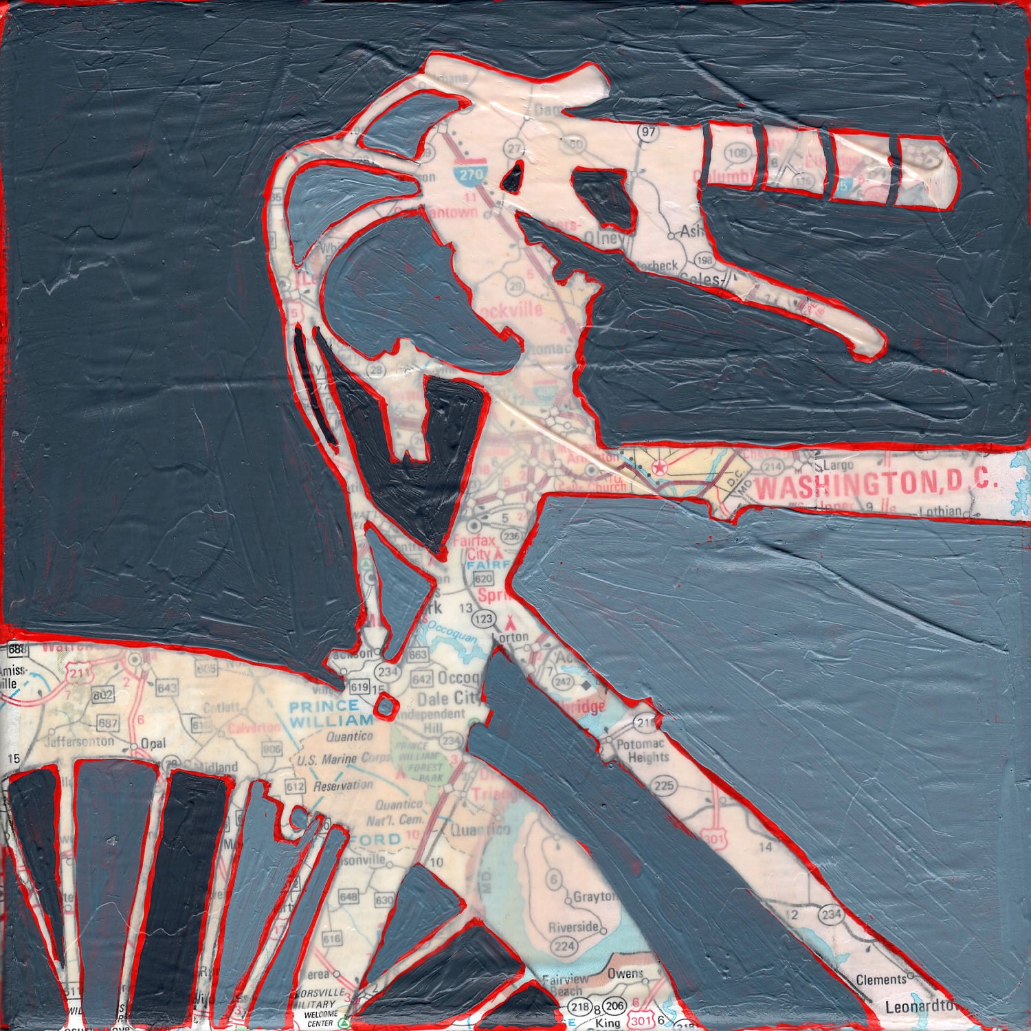 Bike Washington DC - Archival print of original bicycle map painting