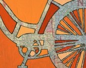Bike Atlanta no.3 -bicycle art print of map painting featuring downtown Atlanta Georgia