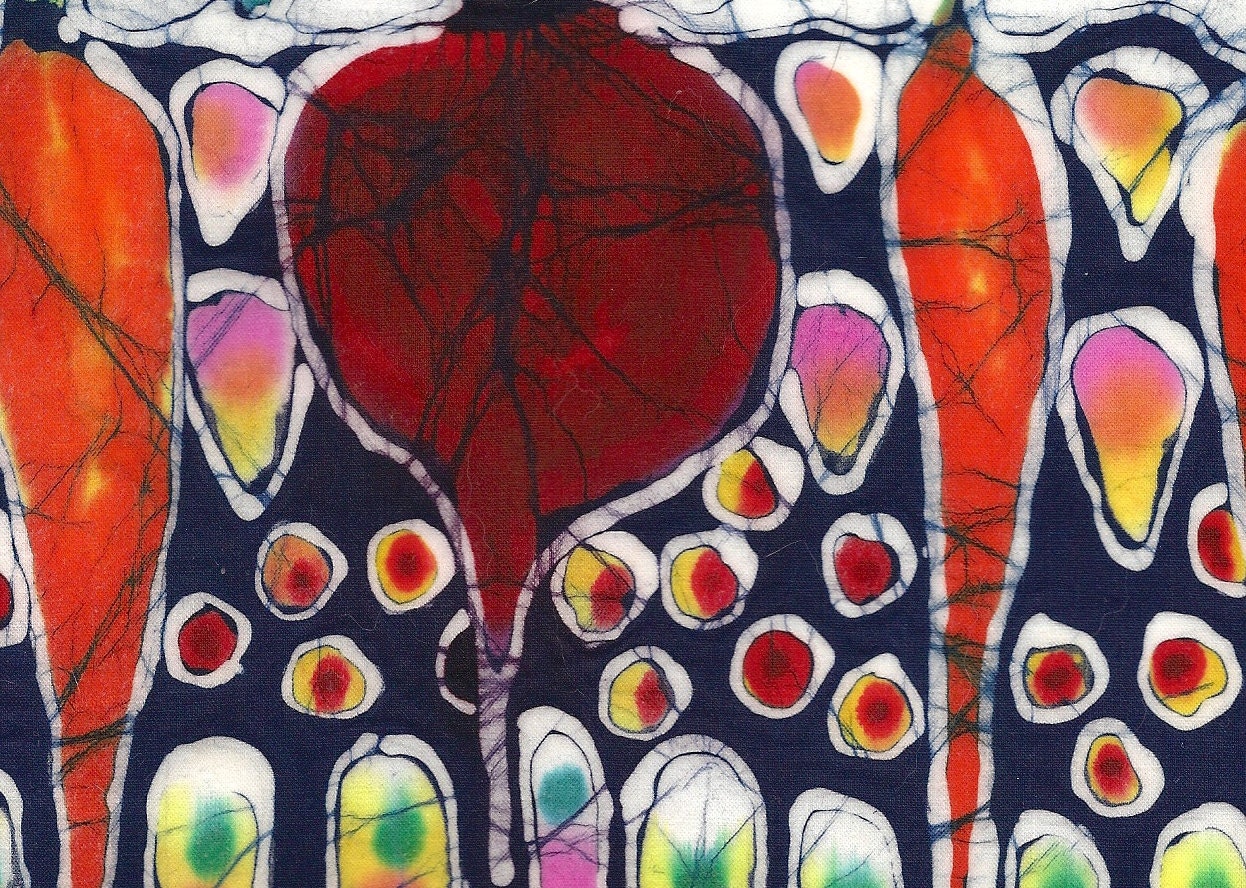 Summer Growing Energy in the Garden - detail print from original batik