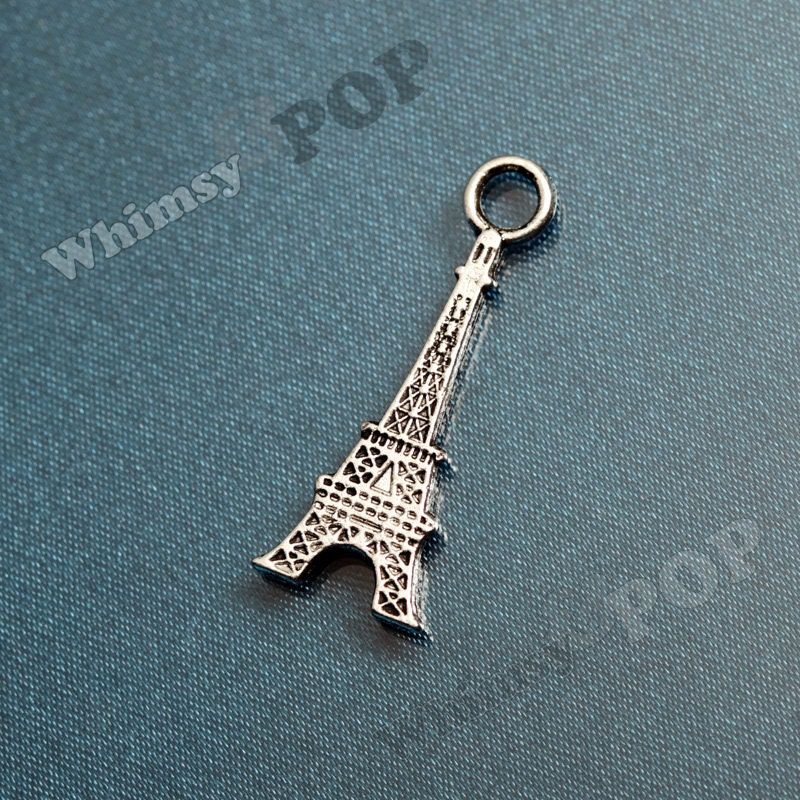 1 - Paris France Eiffel Tower Tibetan Silver Charm (1-6C)