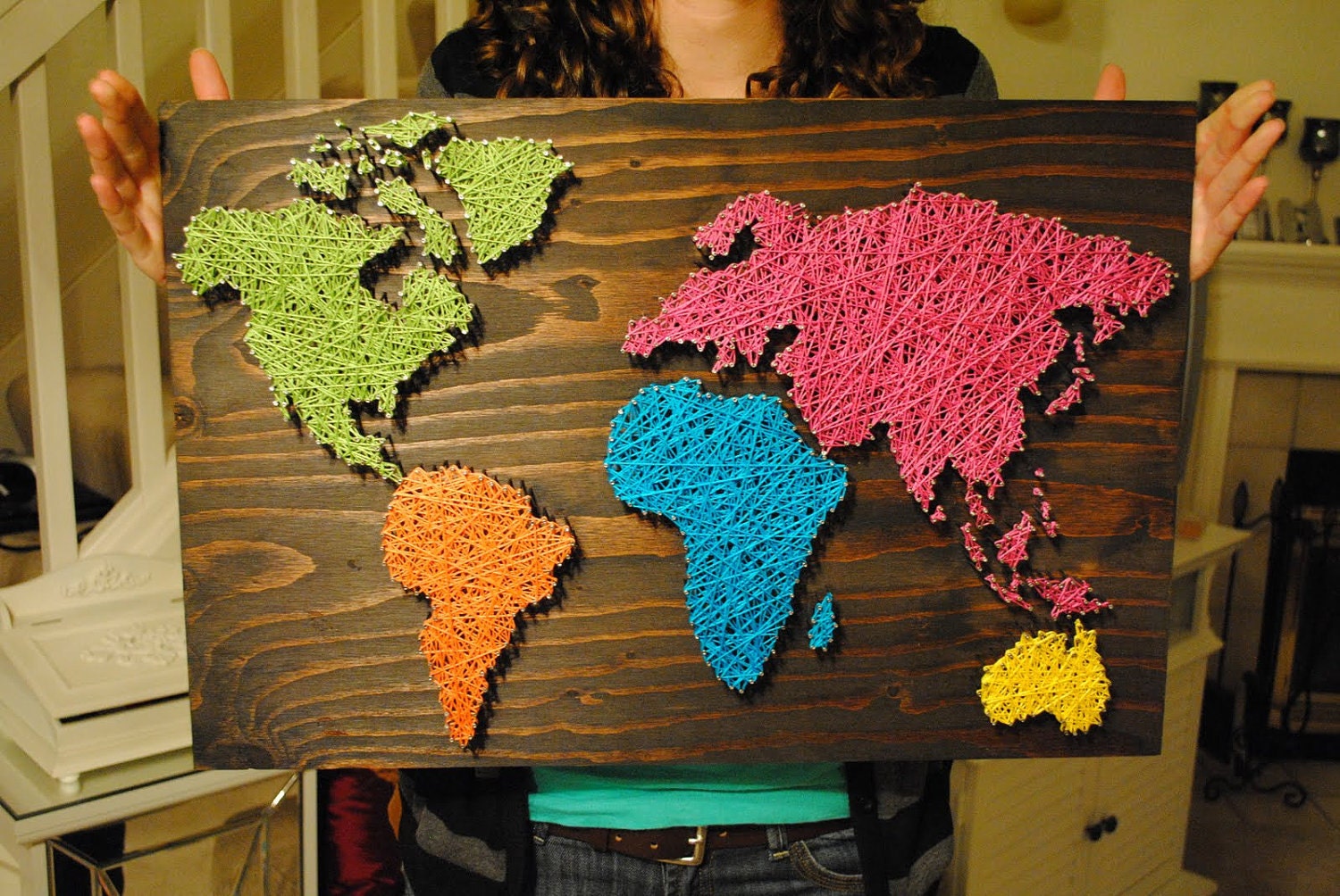 Nail Wall Art World Map, Bold and Beautiful Palette