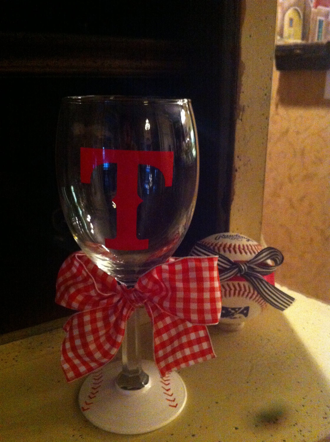 Texas Rangers Wine Glass