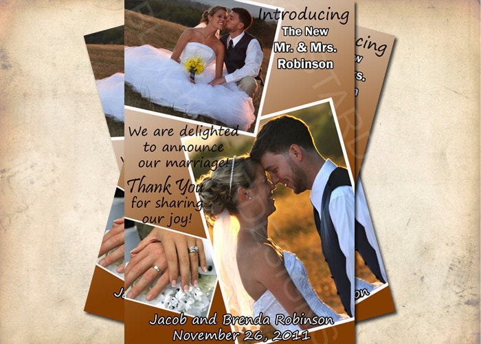 Wedding Announcement Photo Cards - Reception Invitation - Save the Date - Custom Color and Wording