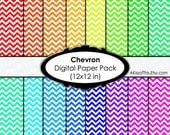 Chevron - Digital Paper Pack - 12x12 Inch Scrapbook Pages