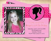 Barbie Pink Polkadot Birthday Invitation - Photo Card