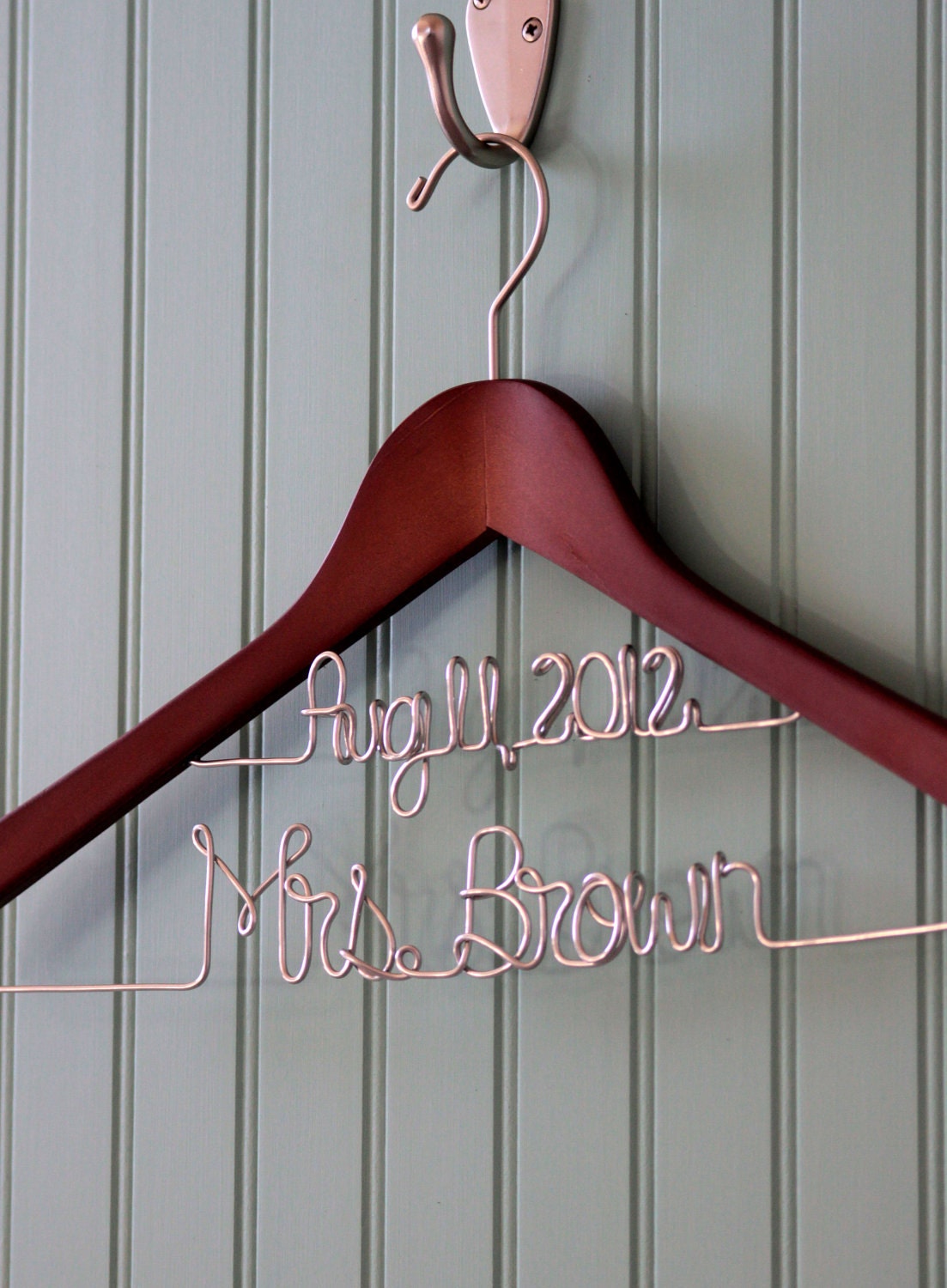 Double Decker Two Line Personalized Wedding Gown Dress Hanger with Name