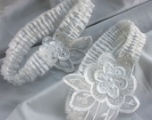 Ivory Garter Set  Toss and Keepsake Embroidered Organza and Taffeta