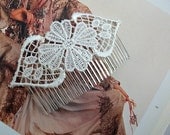 Hair Head Piece/Comb  in Ivory   Venice Lace