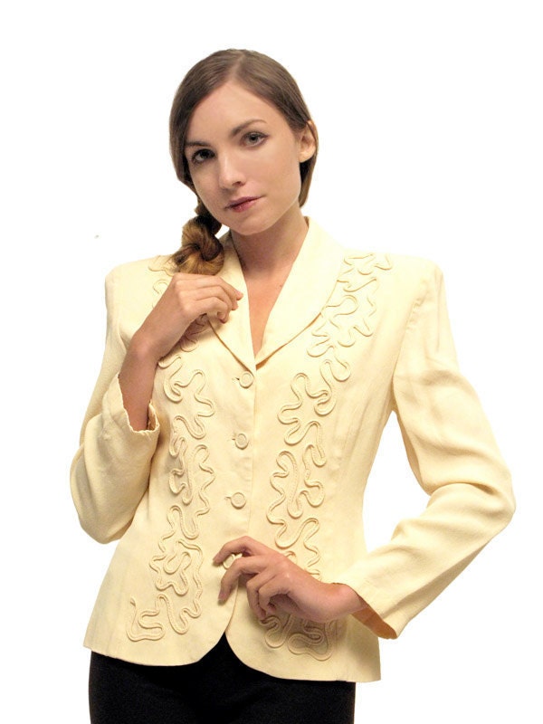 Ivory Soutache Blazer Sz 6 S
