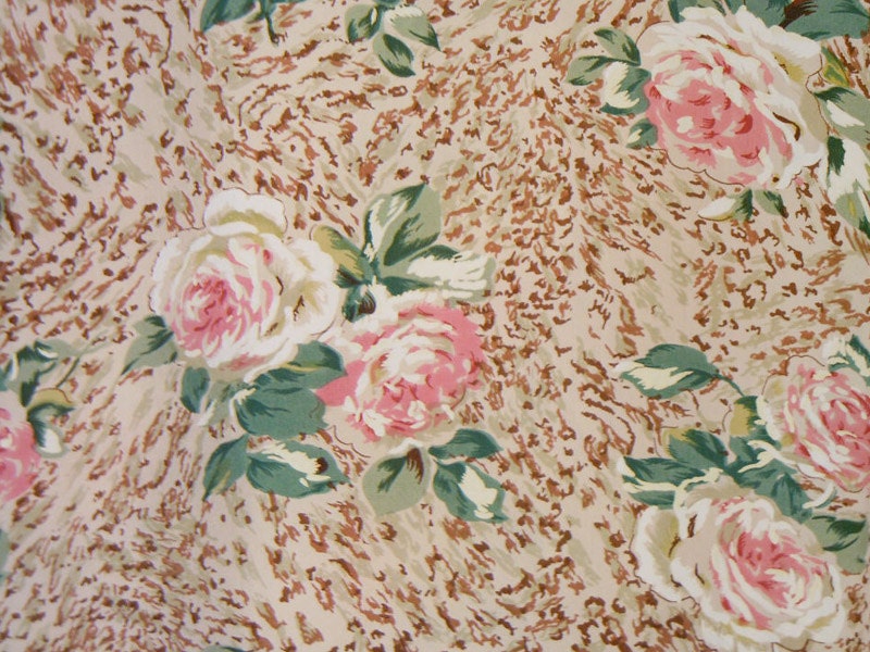 Wild Rose Floral Short Sleeve Silk Blouse Sz L