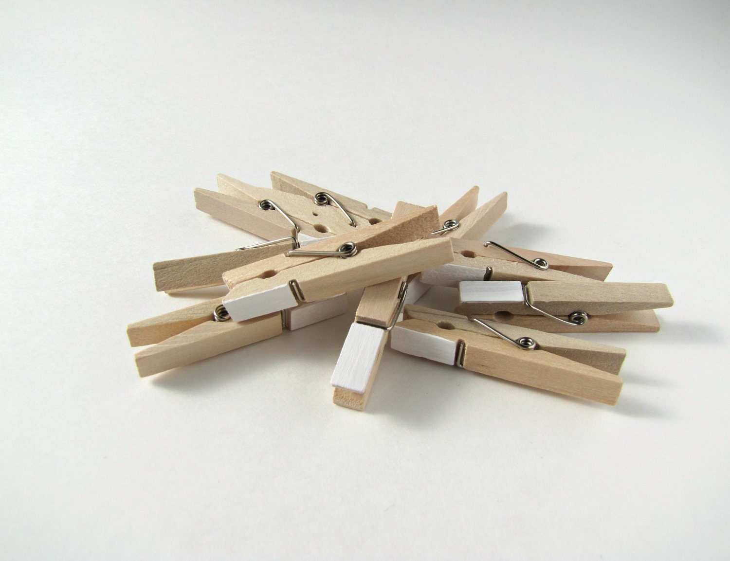 Mini Clothespins, French Manicure by Kiwi Tini Creations,mini wooden clips