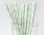 Mint Striped Paper Straws