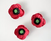 3 Large Red Poppy Paper Flowers by Kiwi Tini Creations