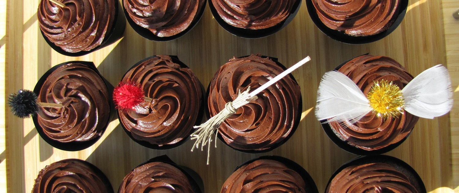 Harry Potter Quidditch Birthday Cupcake Toppers by Kiwi Tini Creations on Etsy