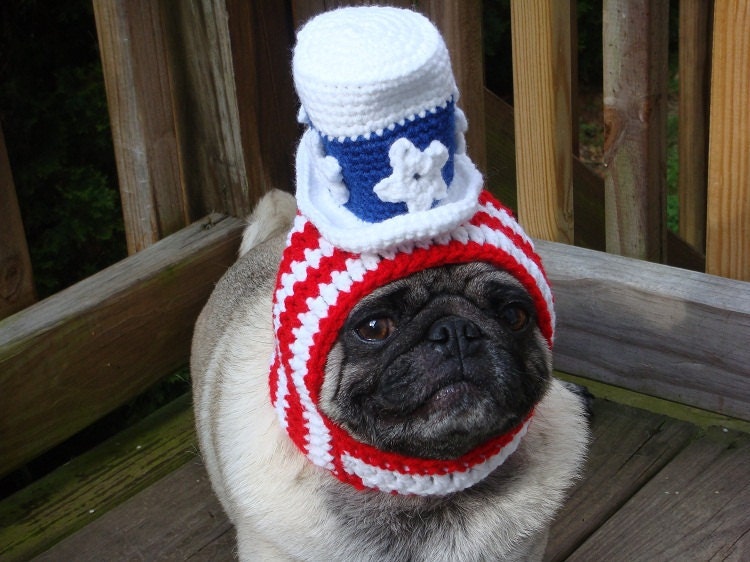 American Patriotic - Uncle Sam Dog Hat / Made to Order- Seen in the Huffington Post