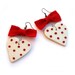 Heart earrings, Red bow, polka dot, red and white, Summer fashion jewelry