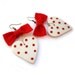 Heart earrings, Red bow, polka dot, red and white, Summer fashion jewelry