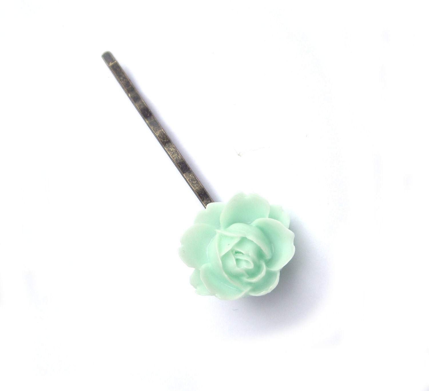 Mint Hair pins, Flower, Set of 3, bobby pins