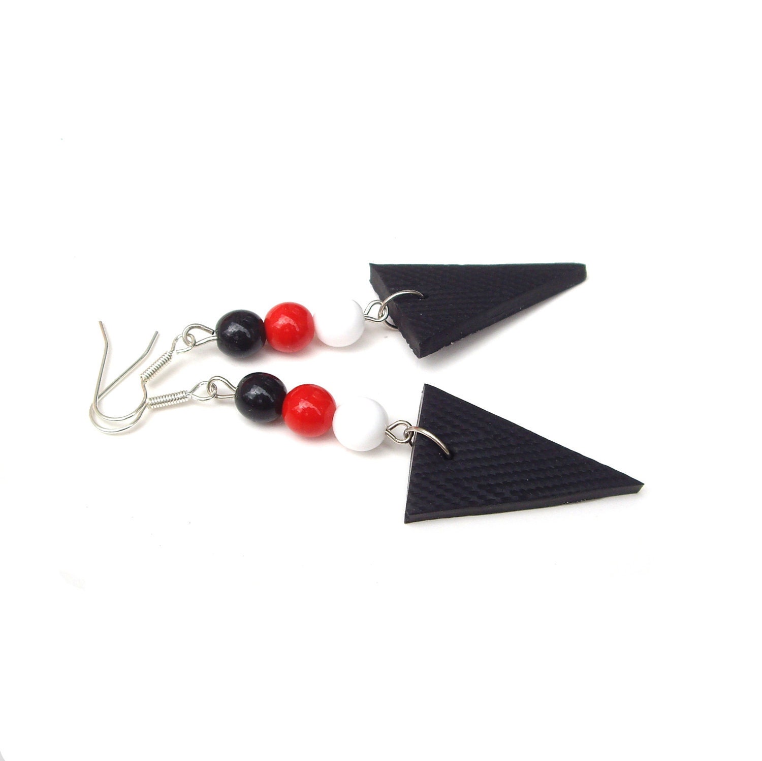 Geometric earrings - Black earrings, geo earrings, chevron earrings