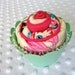 Baby Girl Gift Cupcake Burp Cloth Retro BIrdie Pink Shower Gift