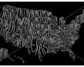 Typographic Map of the United States (11x17)