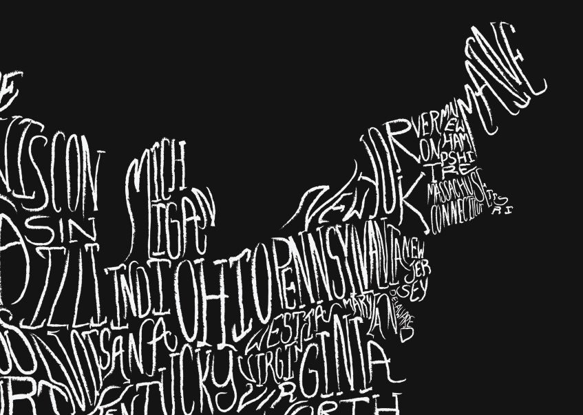 Typographic map of the US