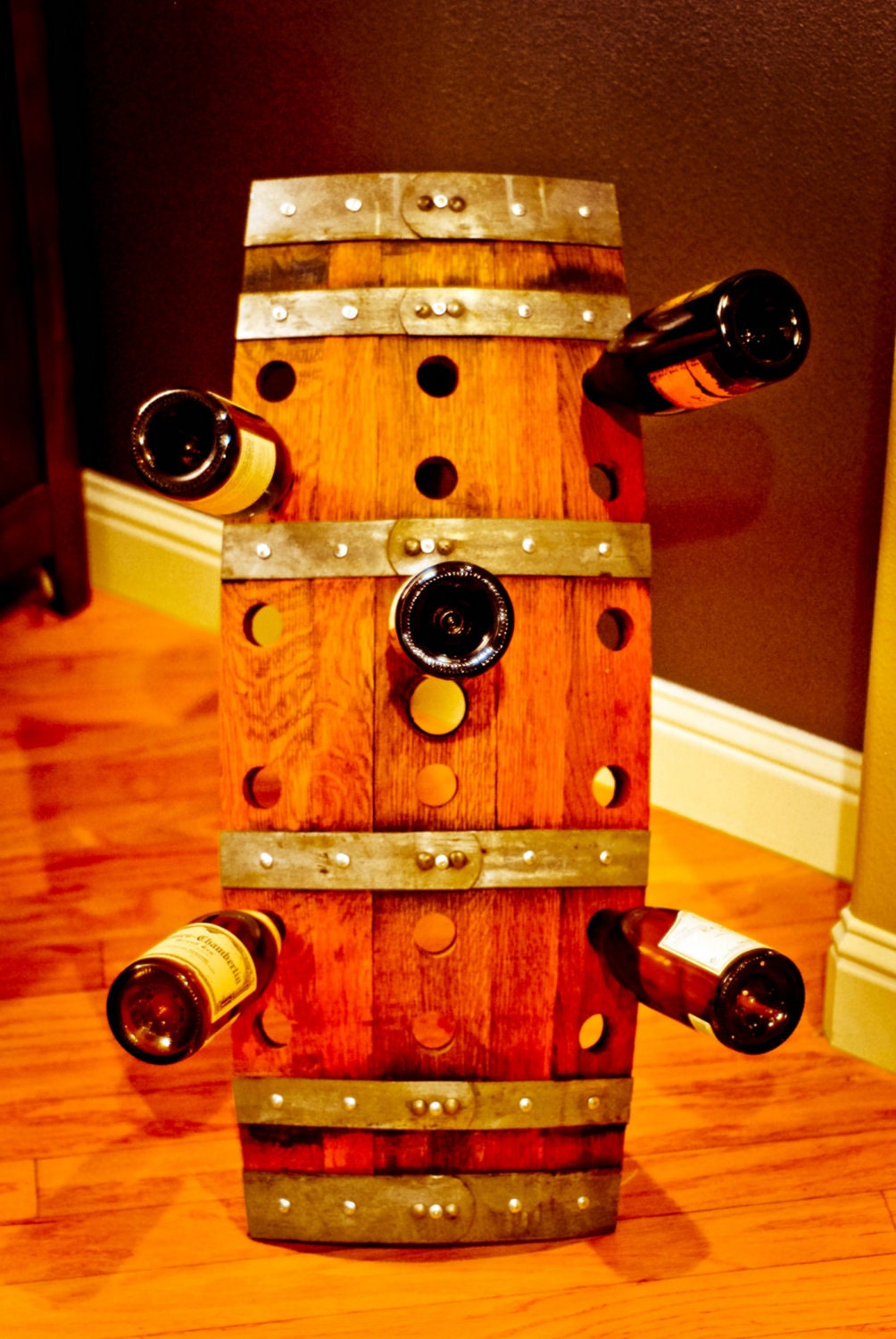 Reclaimed Recycled Wood Wine Barrel Riddling Wine Rack For Storage