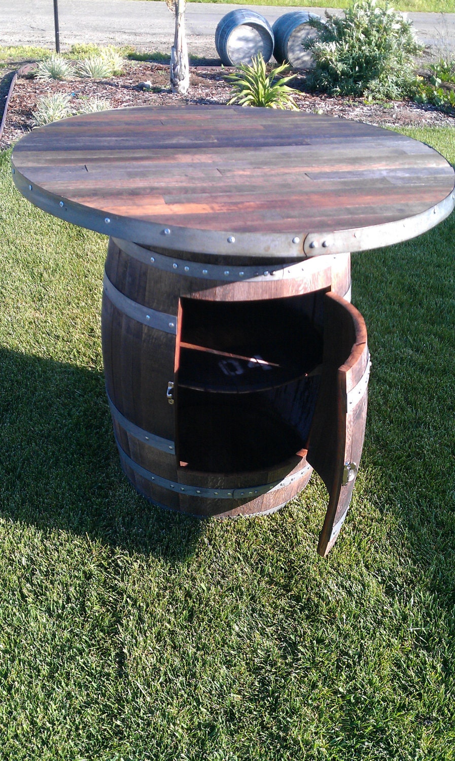 Wine Barrel Cabinet with Table Top