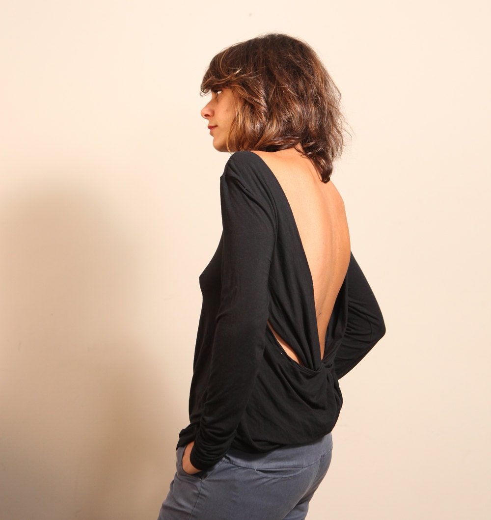 Sale 50% Off Open Back Top Black