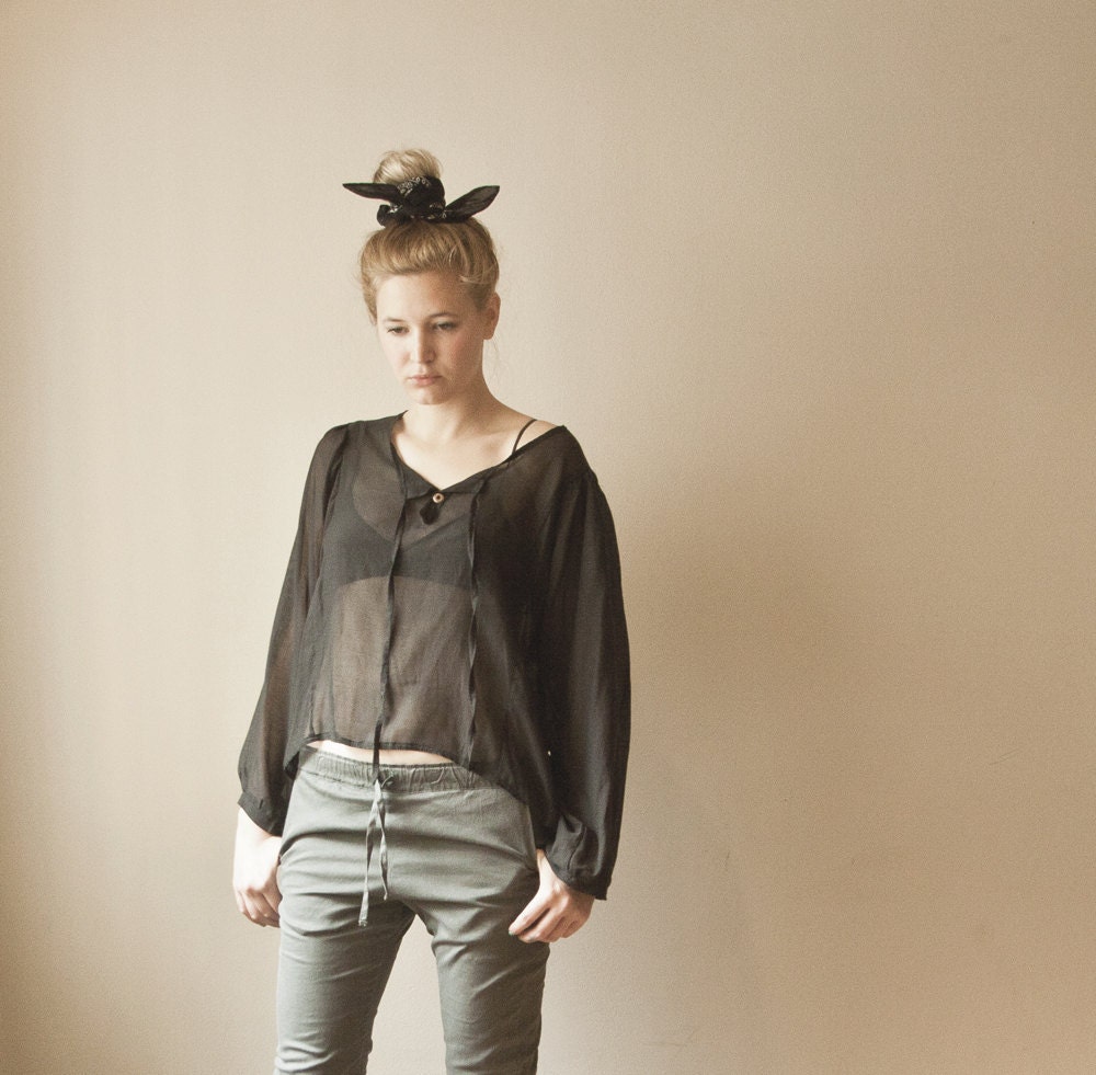ENJOY end of summer Sale ,Black Women Shirt, cotton shirt.