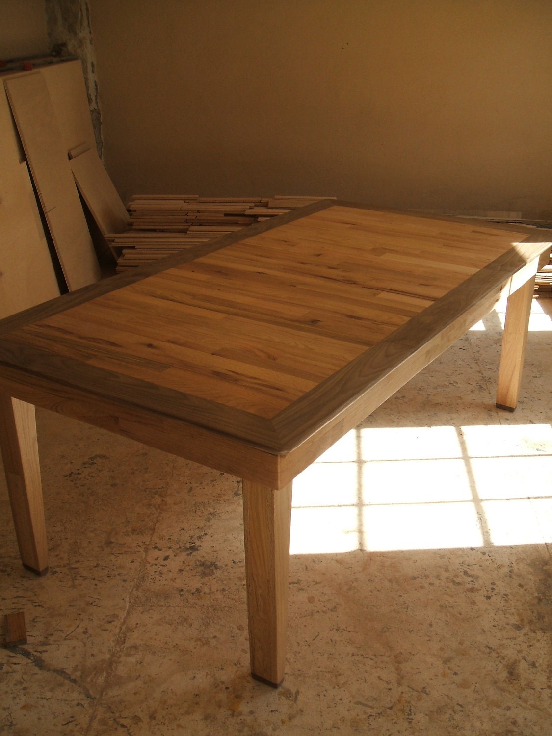 Dining Table : Reclaimed Old Oak With Solid Walnut Surround