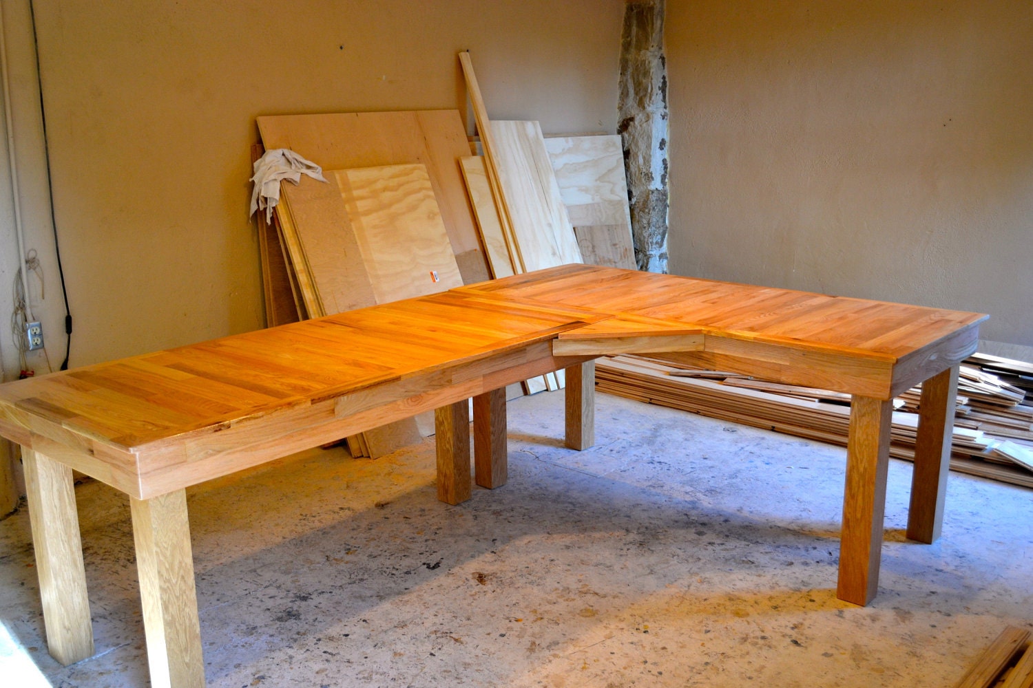 Desk - L-Shaped Office Spread- Reclaimed Old Oak