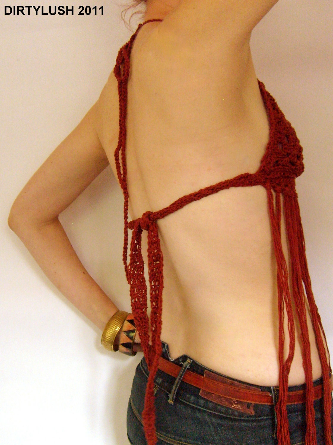 Fringed bikini top